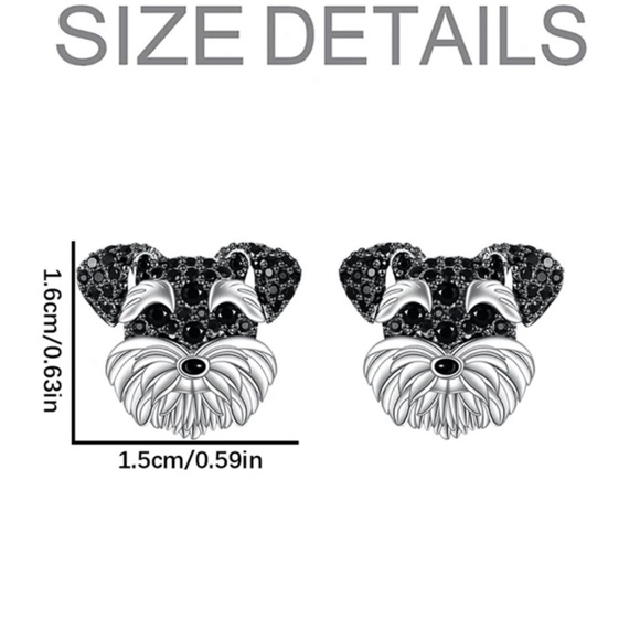 Schnauzer Rhinestone Necklace and Earrings Set - Picture 6 of 6